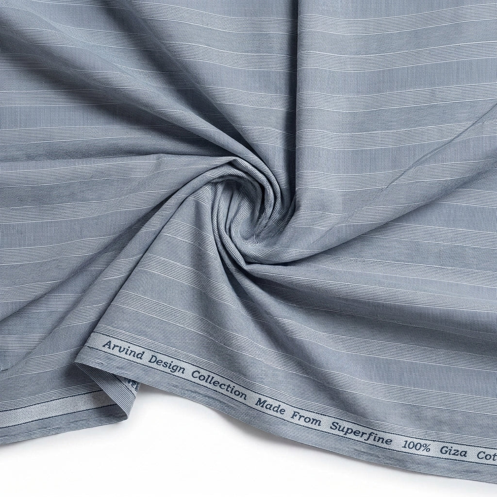 Arvind Tresca Cotton Striped Unstitched Shirting Fabric ( Grey )