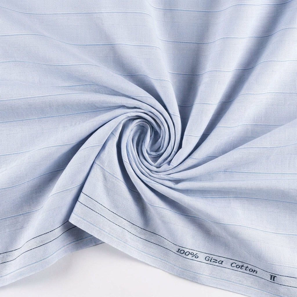 Arvind Tresca Cotton Striped Unstitched Shirting Fabric ( Powder Blue )