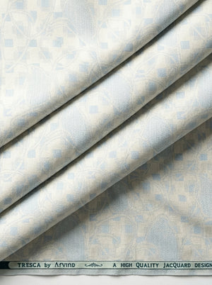 Golden Arvind Tresca cotton jacquard unstitched shirting fabric with intricate diagonal pattern, ideal for stylish shirts.