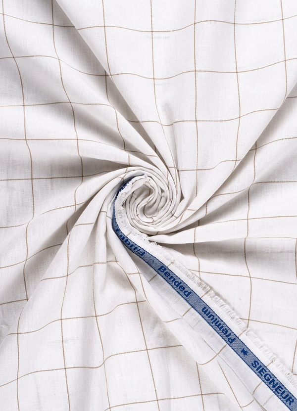 Arvind Checks Unstitched PC Shirting Fabric ( White )
