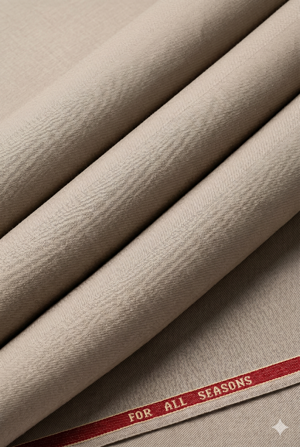Elevate Your Style With Luxurious Unstitched Polywool Trousers & Suiting Fabric ( Ivory )