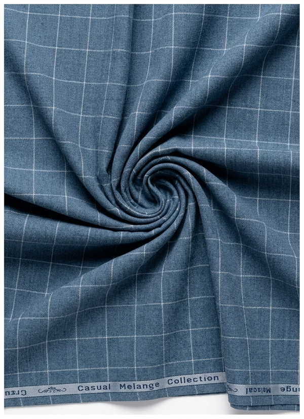Arvind Tresca Cotton Checks Unstitched Shirting Fabric ( Steel Blue )