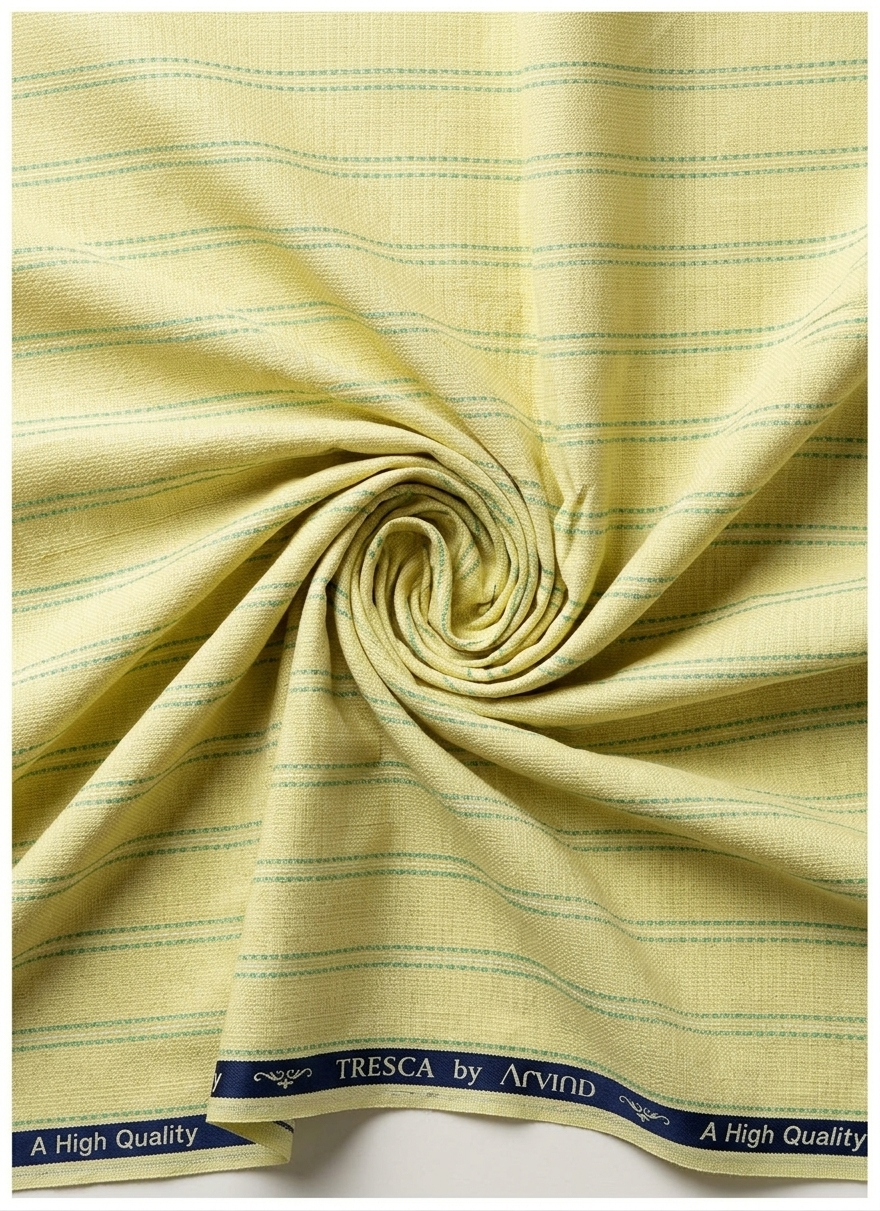 Arvind Tresca Cotton Striped Unstitched Shirting Fabric ( Pear Green )