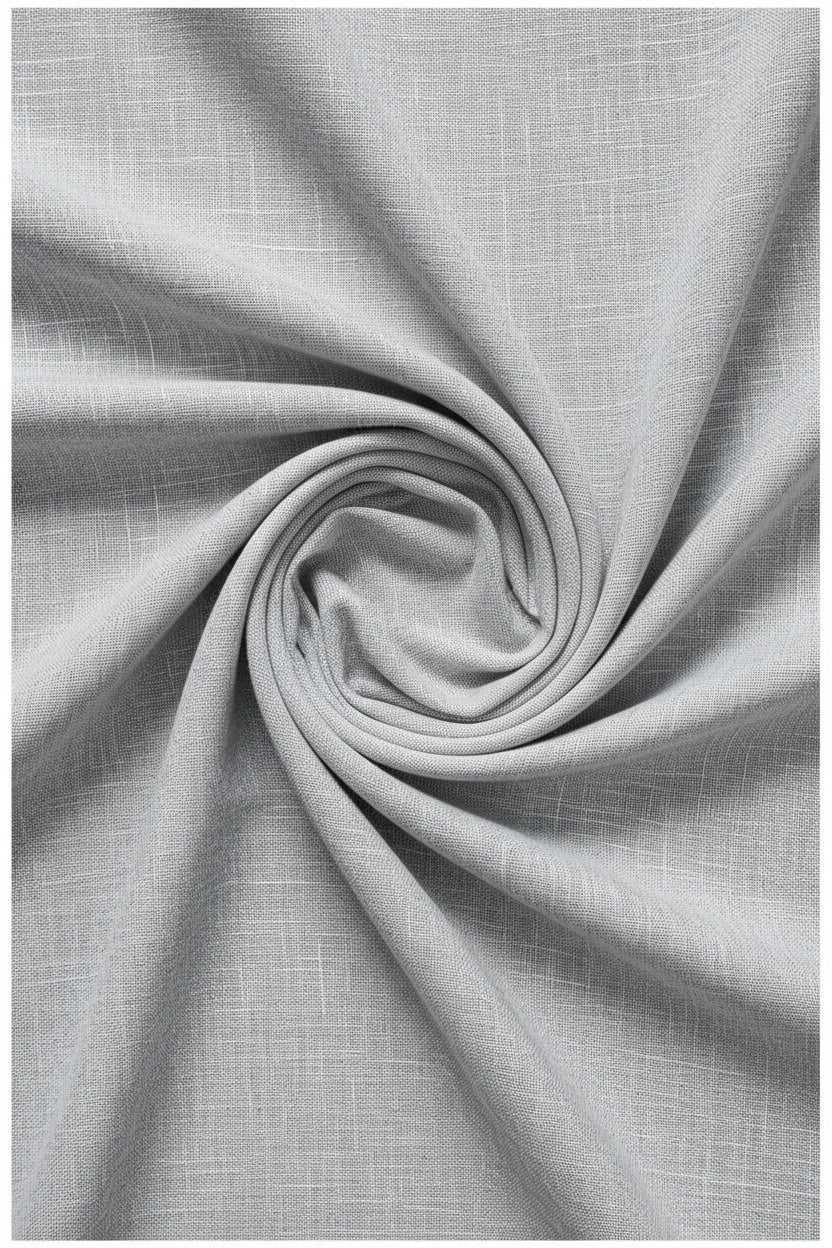 Grey Mafatlal unstitched cotton trousers and suiting fabric fabric shown, ideal for tailoring into custom suits and trousers.