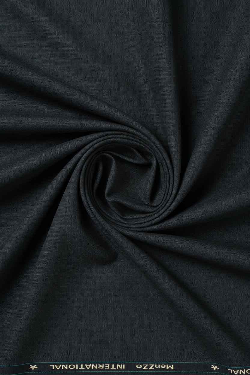 Grey Mafatlal poly wool trouser and suiting fabric, unstitched textile ideal for tailoring and suit creation.