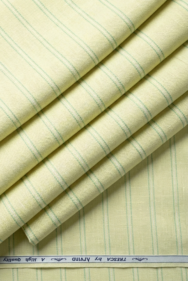Arvind Tresca Cotton Striped Unstitched Shirting Fabric ( Pear Green )