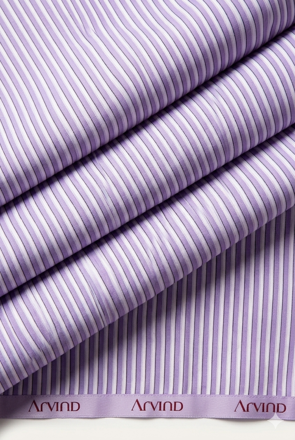 Mafatlal Cotton Unstitched Pinstripes Shirting Fabric ( Parma Purple )