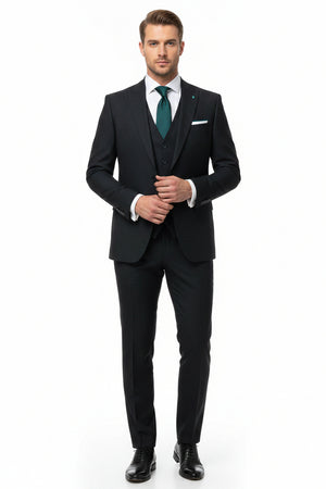 Grey Mafatlal unstitched poly wool trouser and suiting fabric, showing the textured fabric material and detailed weave pattern.