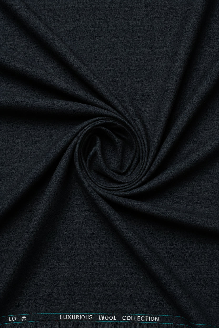 Gray Mafatlal unstitched poly wool trouser and suiting fabric, detailed close-up of the textured textile material.