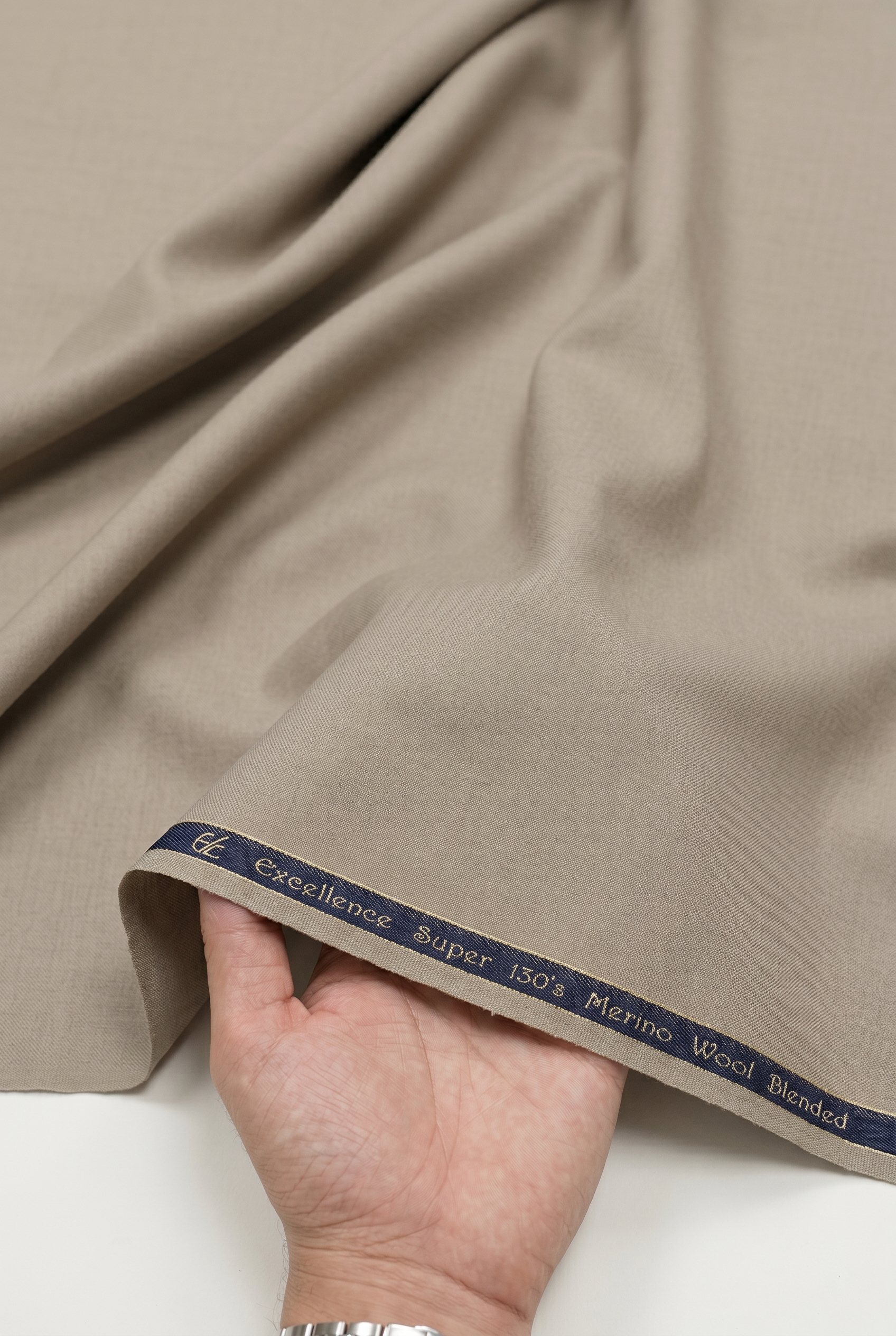 Georgia Gullini of Italy Unstitched Poly wool Super 130's Trousers & Suiting Fabric ( Khaki )