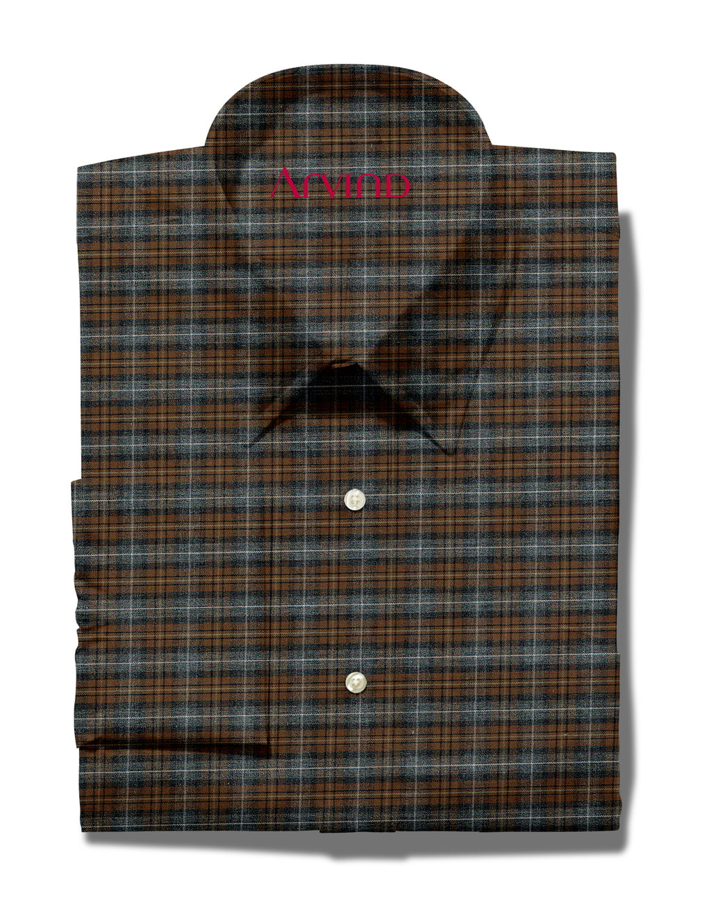 Experience The Luxury of Unstitched Checks Cotton Shirting Fabric By Mafatlal ( Brown )