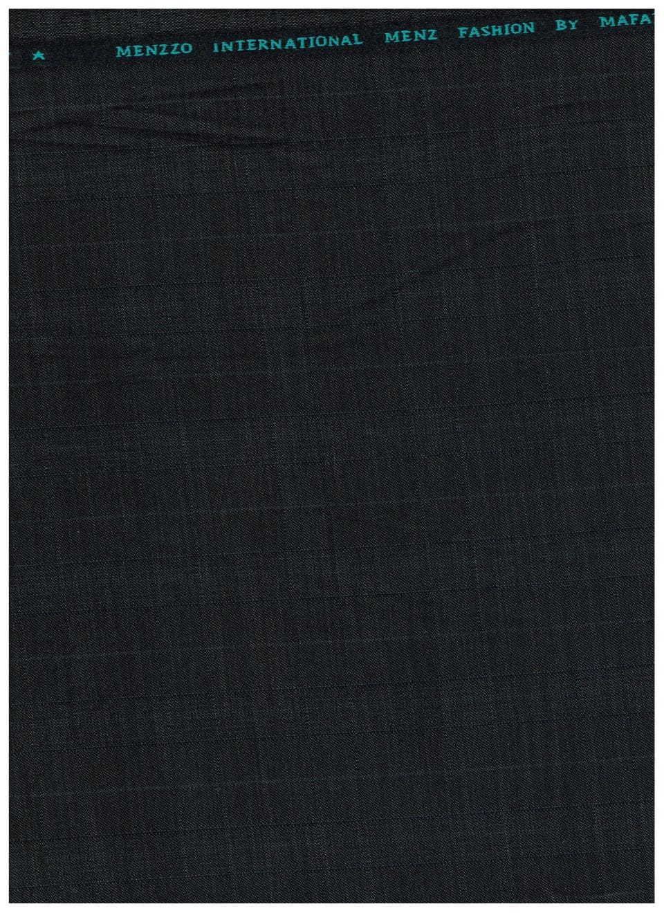 Black Mafatlal Polyviscose trouser and suiting fabric with a smooth, lightweight texture suitable for formal wear.