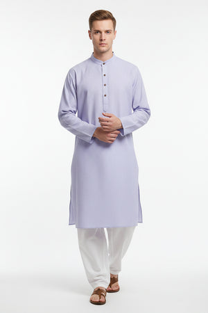 Mafatlal cotton unstitched pinstripe shirting fabric in pervenche blue with subtle pinstripes, ideal for custom shirts or blouses.