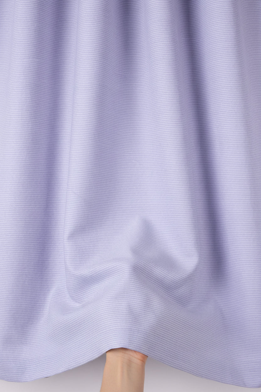 Mafatlal cotton unstitched pinstripes shirting fabric in Pervenche Blue, showing a close-up of the fabric with pinstripe pattern.