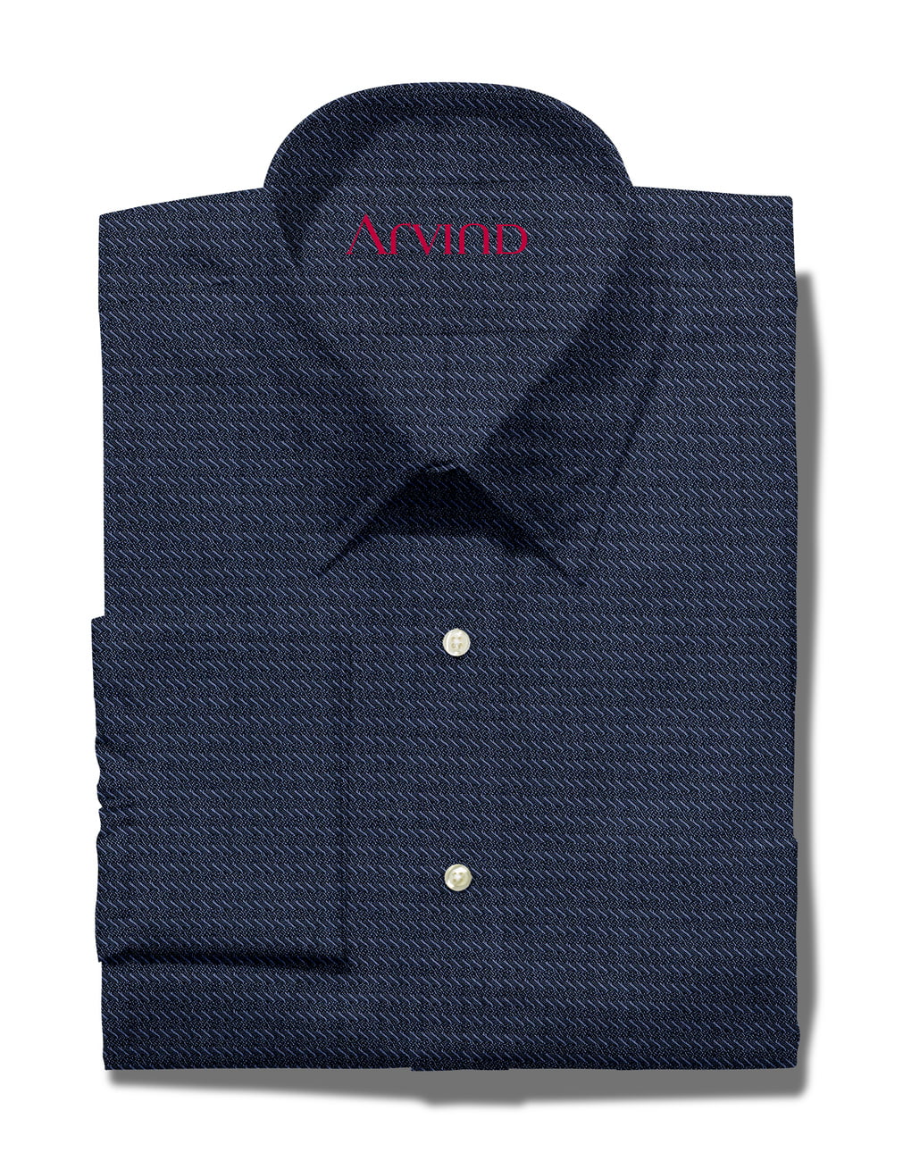 Mafatlal Cotton Unstitched Printed Shirting Fabric ( Navy Blue )