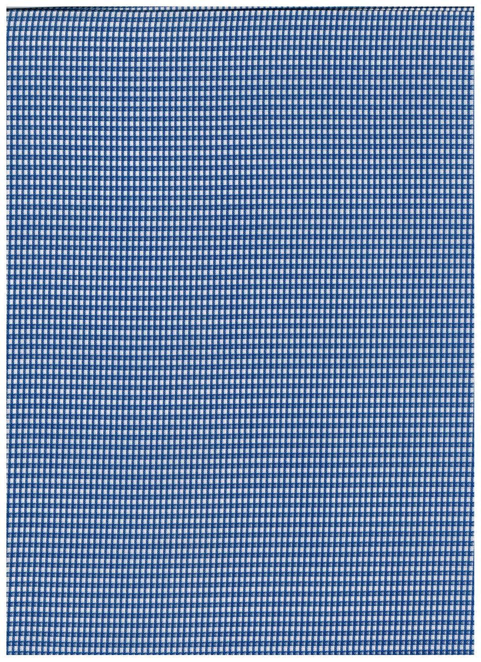 A close-up of a blue and white gingham fabric pattern, showing a classic small checkered design.