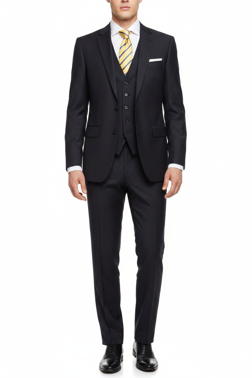 Charcoal grey Mafatlal unstitched poly viscose trousers and suiting fabric, displayed in a fabric bolt image.