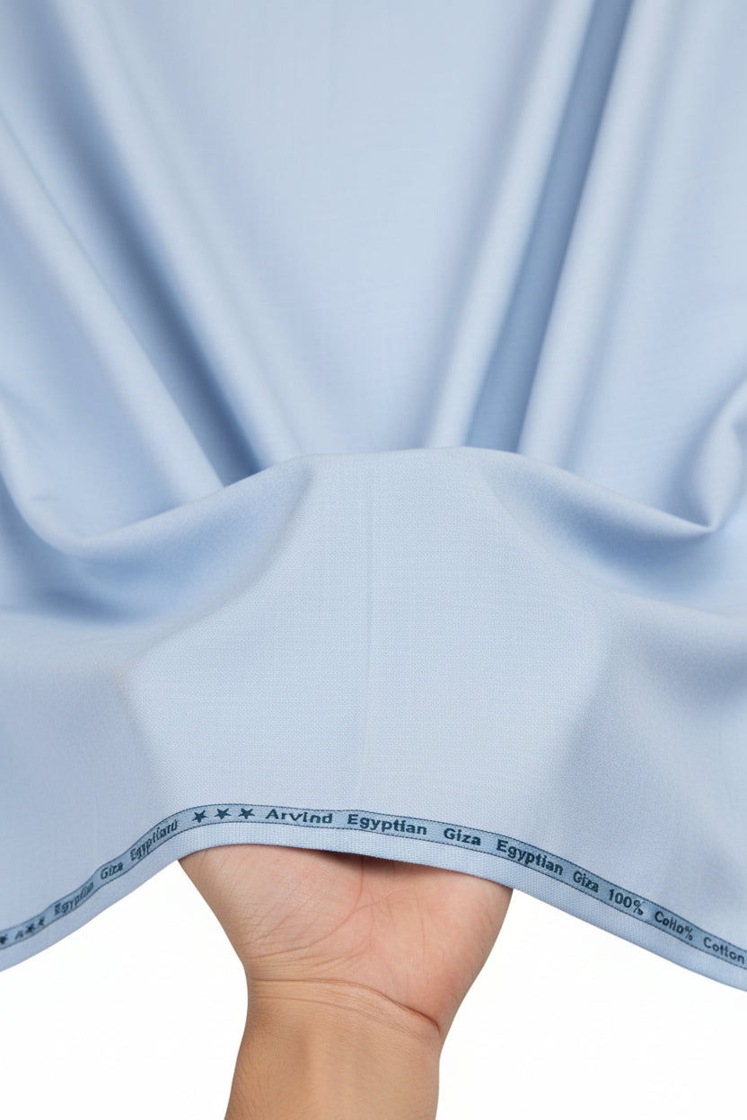 Arvind Blue Tresca Giza Shirt Fabric Handfeel