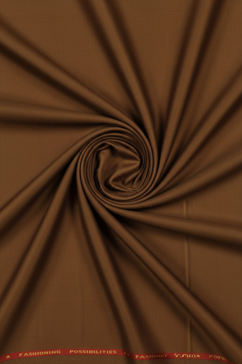 Brown fabric with a subtle pattern and visible brand name at the top.