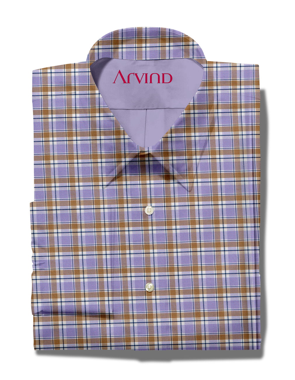 Experience The Luxury f Unstitched Tresca Cotton Checks Shirting Fabric By Arvind ( Lavender Blue )
