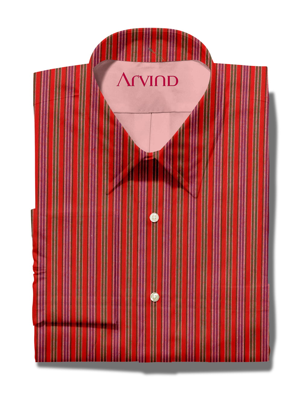 Experience The Luxury f Unstitched Tresca Cotton Striped Shirting Fabric By Arvind ( Ferrari Red )