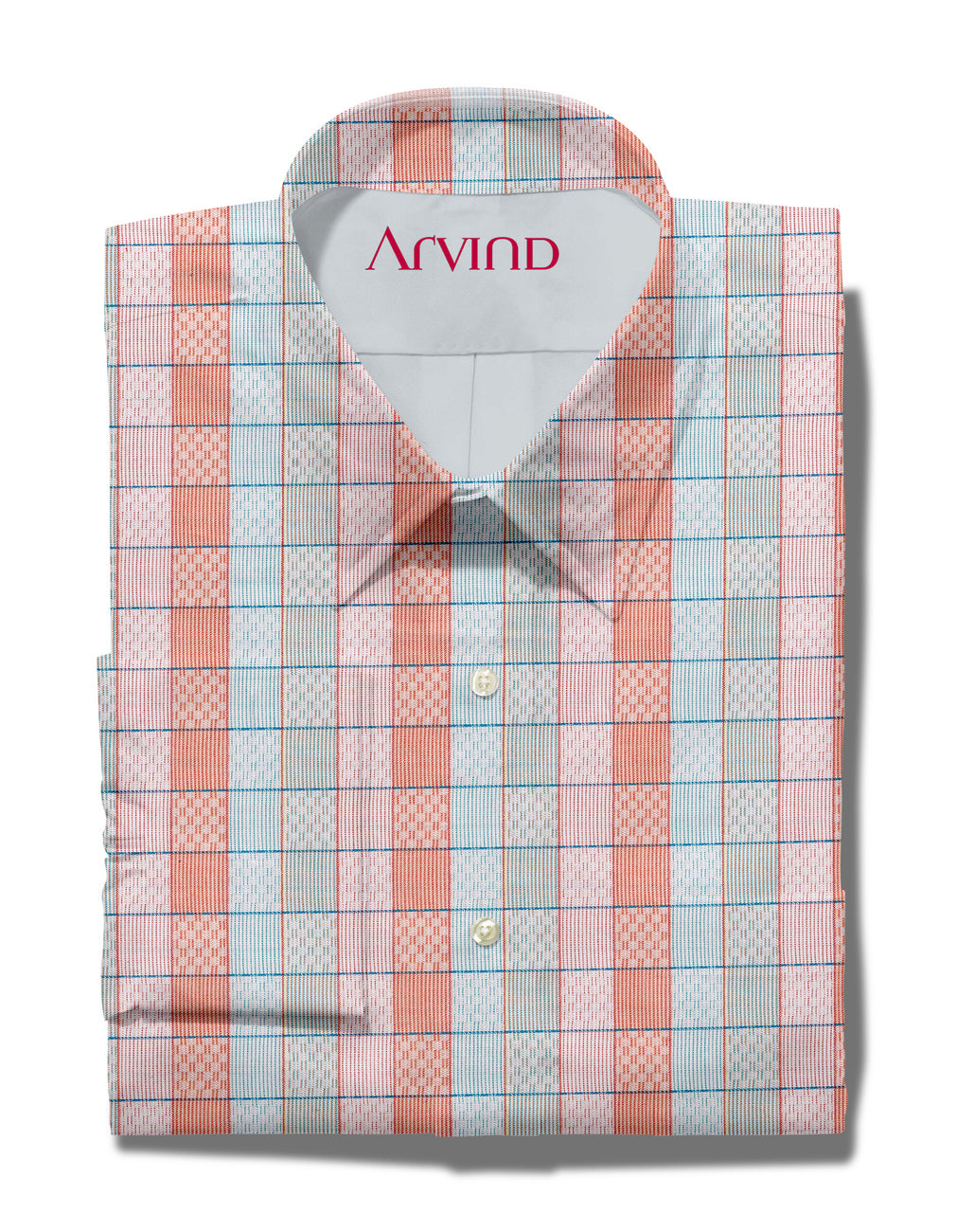 Experience The Luxury of Unstitched Cotton Shirting Fabric By Arvind ( Orange & Green Checks )