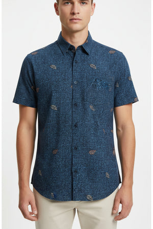 Cotton Blue Digital Printed Readymade Shirt 