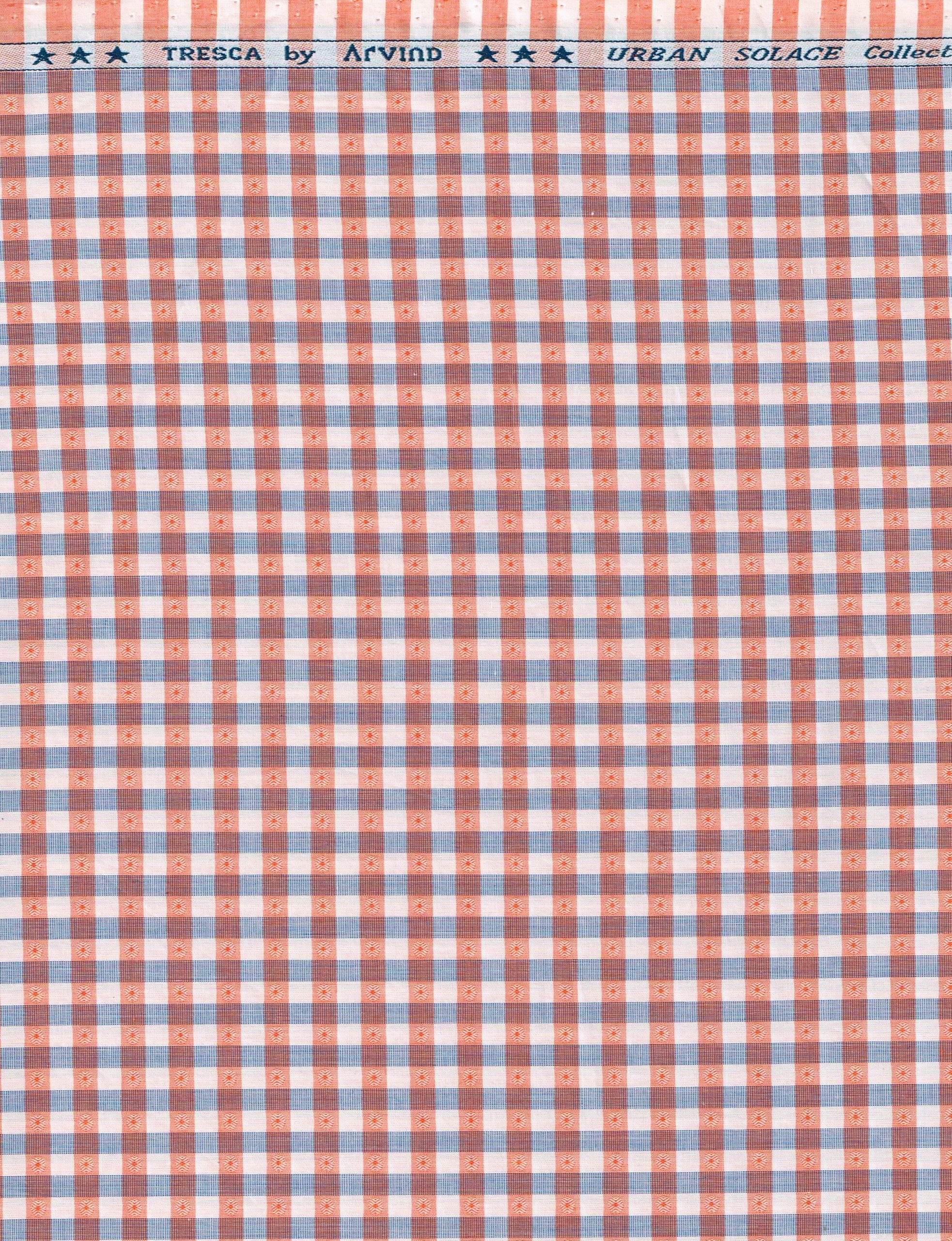 Experience The Luxury of Unstitched Tresca Cotton Shirting Fabric By Arvind ( Orange )