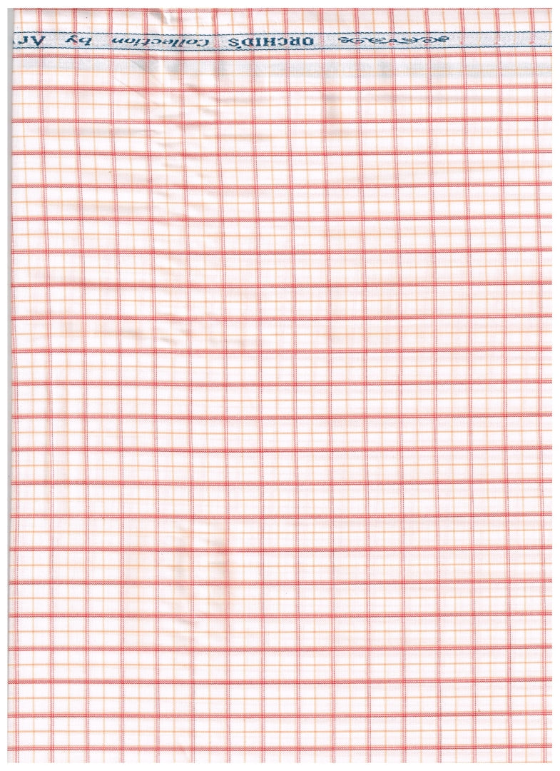 Experience The Luxury of Unstitched Checks Cotton Shirting Fabric By Arvind ( Carrot Orange )