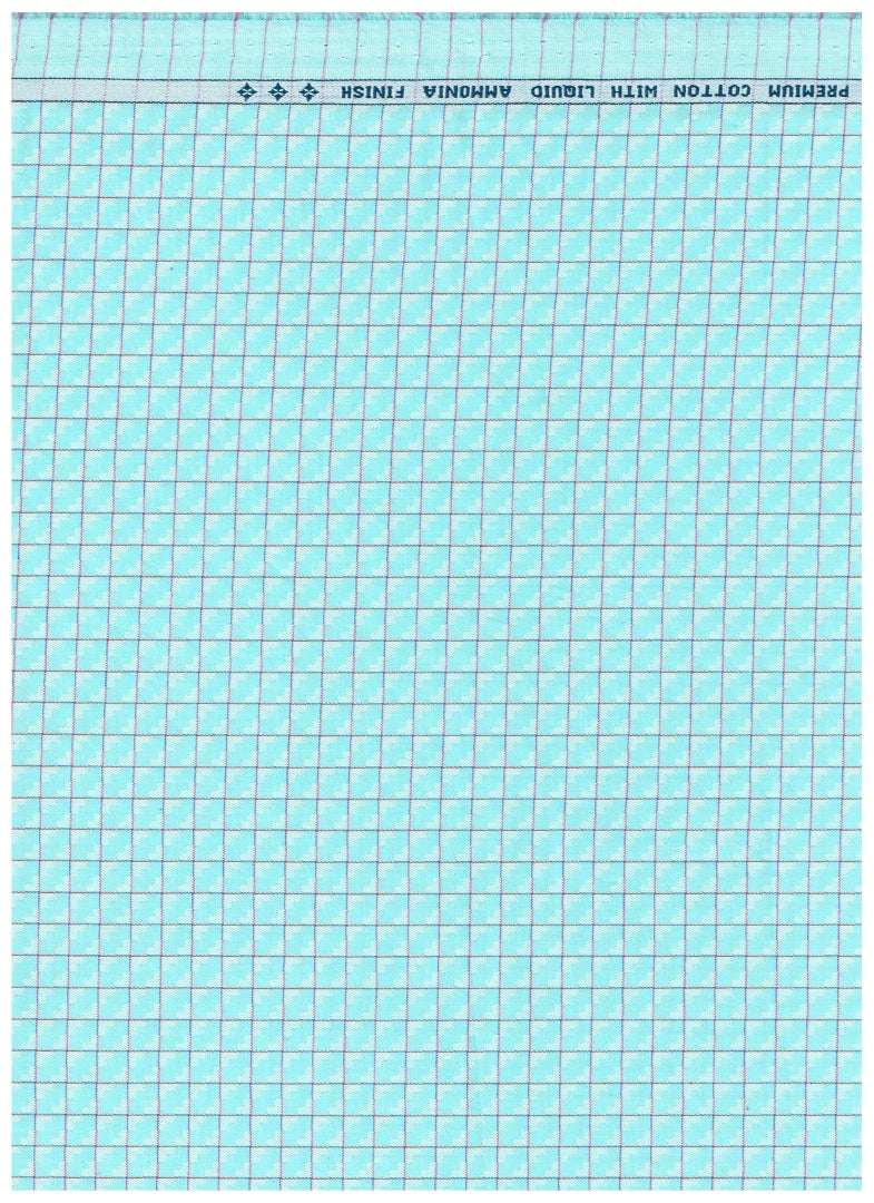 Experience The Luxury of Unstitched Tresca Cotton Checks Shirting Fabric By Arvind ( Tron Blue )