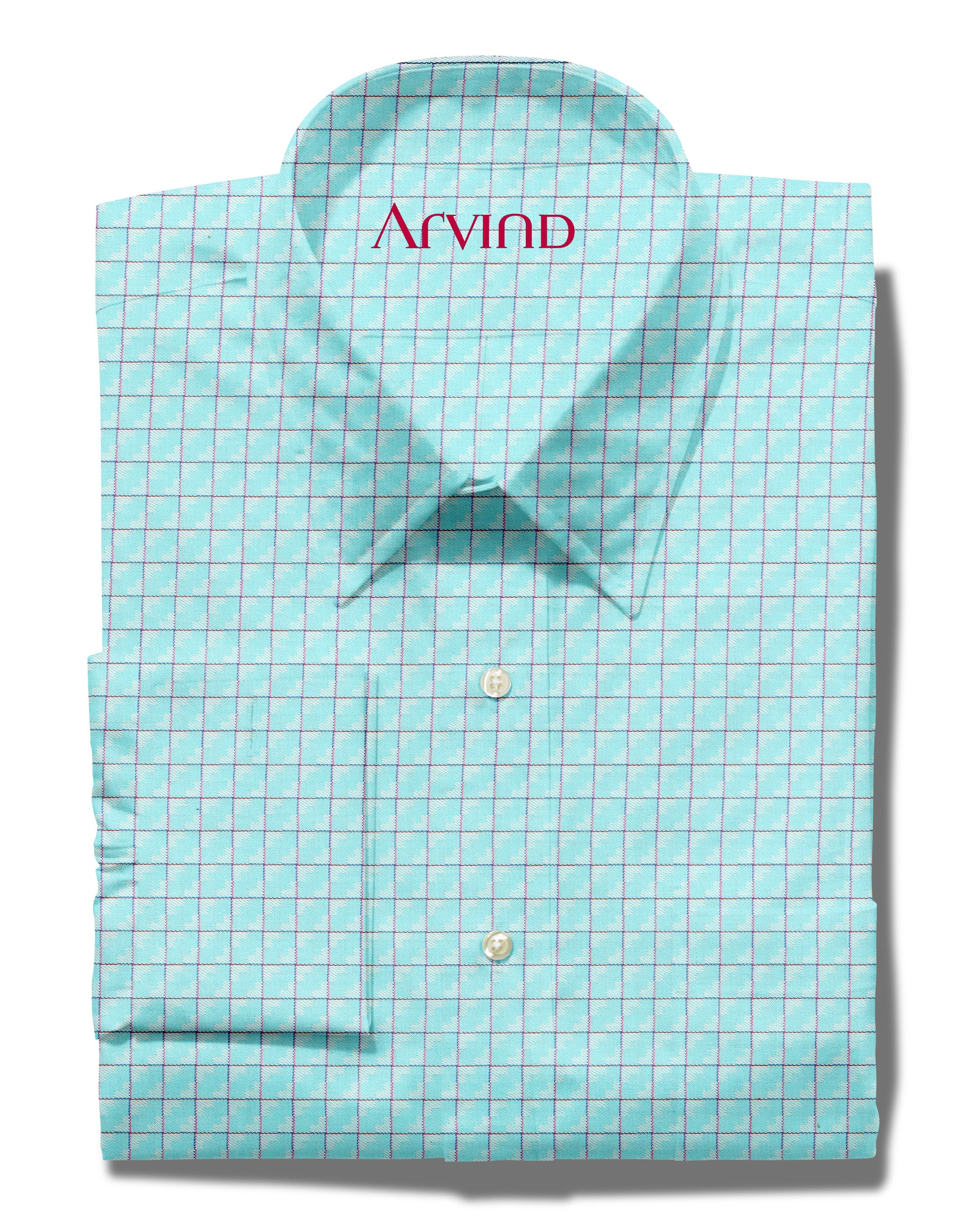 Experience The Luxury of Unstitched Tresca Cotton Checks Shirting Fabric By Arvind ( Tron Blue )