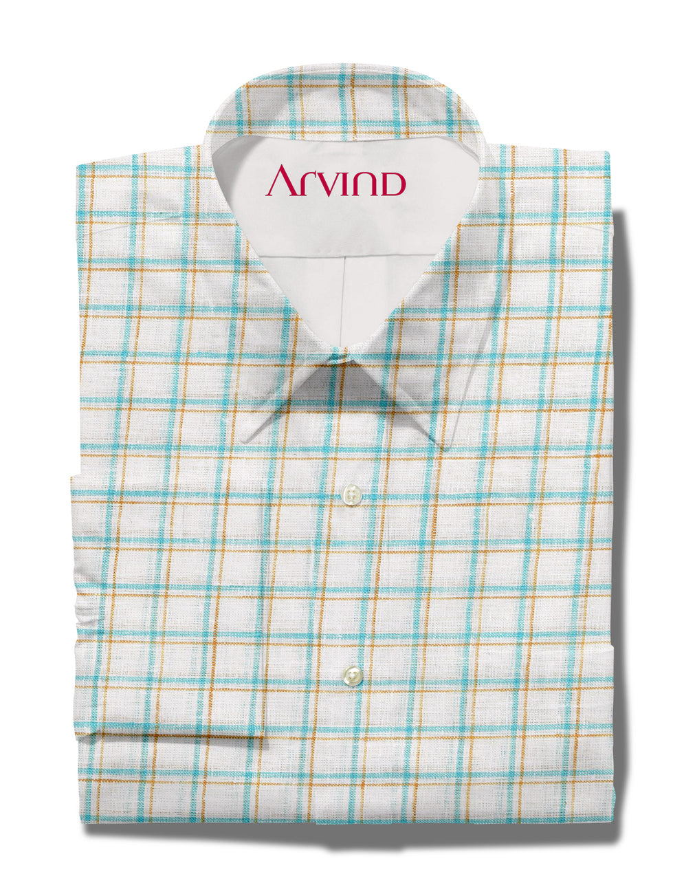 Arvind Linen Checks Unstitched Shirting Fabric ( Blue & Beige )
