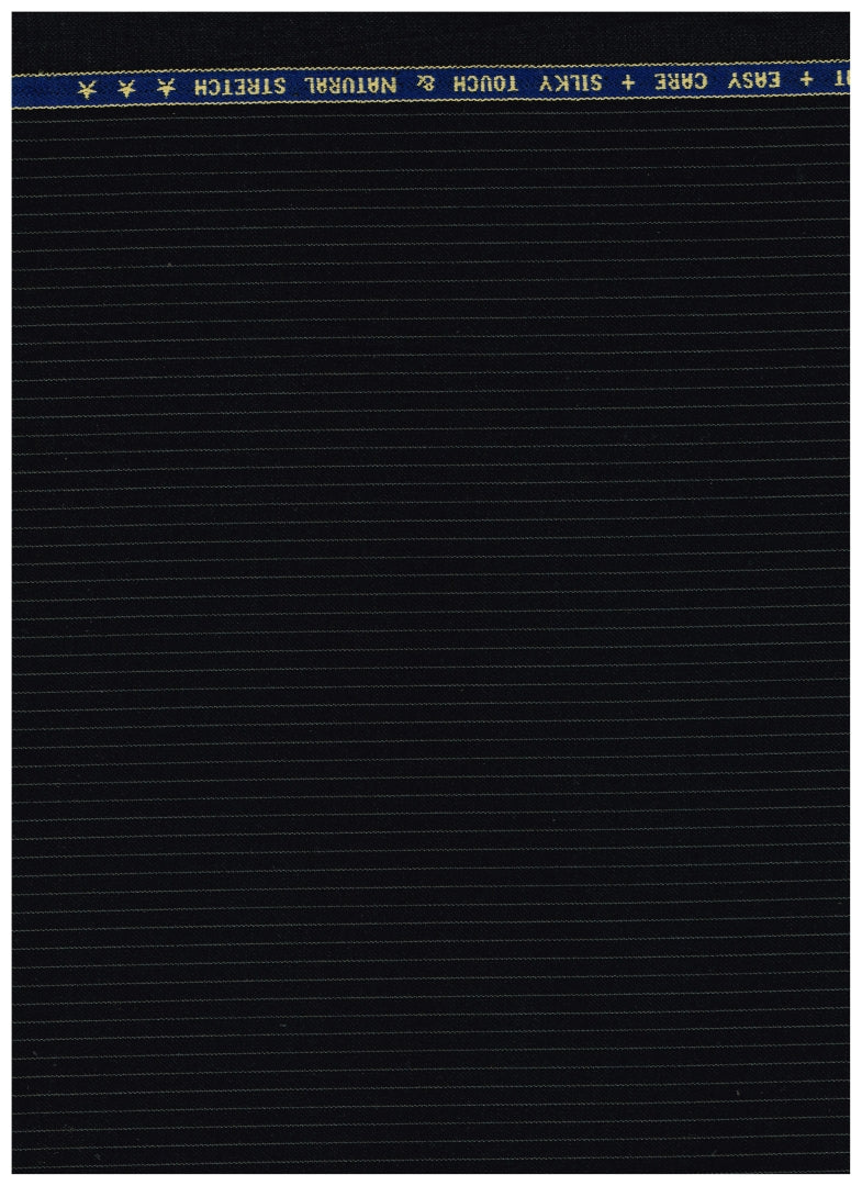 Raymond Luxurious Unstitched Polywool Trousers & Suiting Fabric ( White Pinstripe on Black )