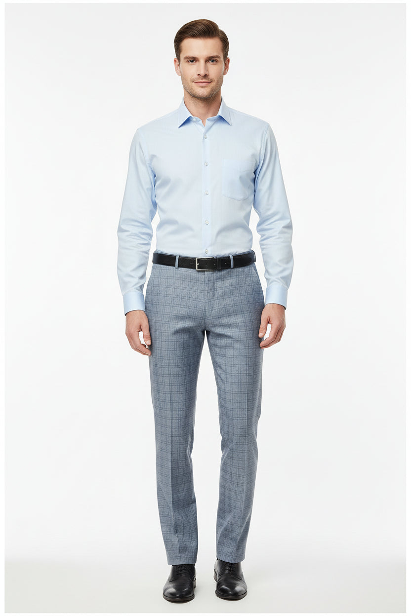 Raymond Vintage Poly Viscose Suiting Fabric with silver grey check pattern, showcasing its textured woven design.