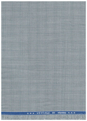 Raymond Vintage Poly Viscose Suiting Fabric with silver grey check pattern, close-up of textile texture and fabric details.