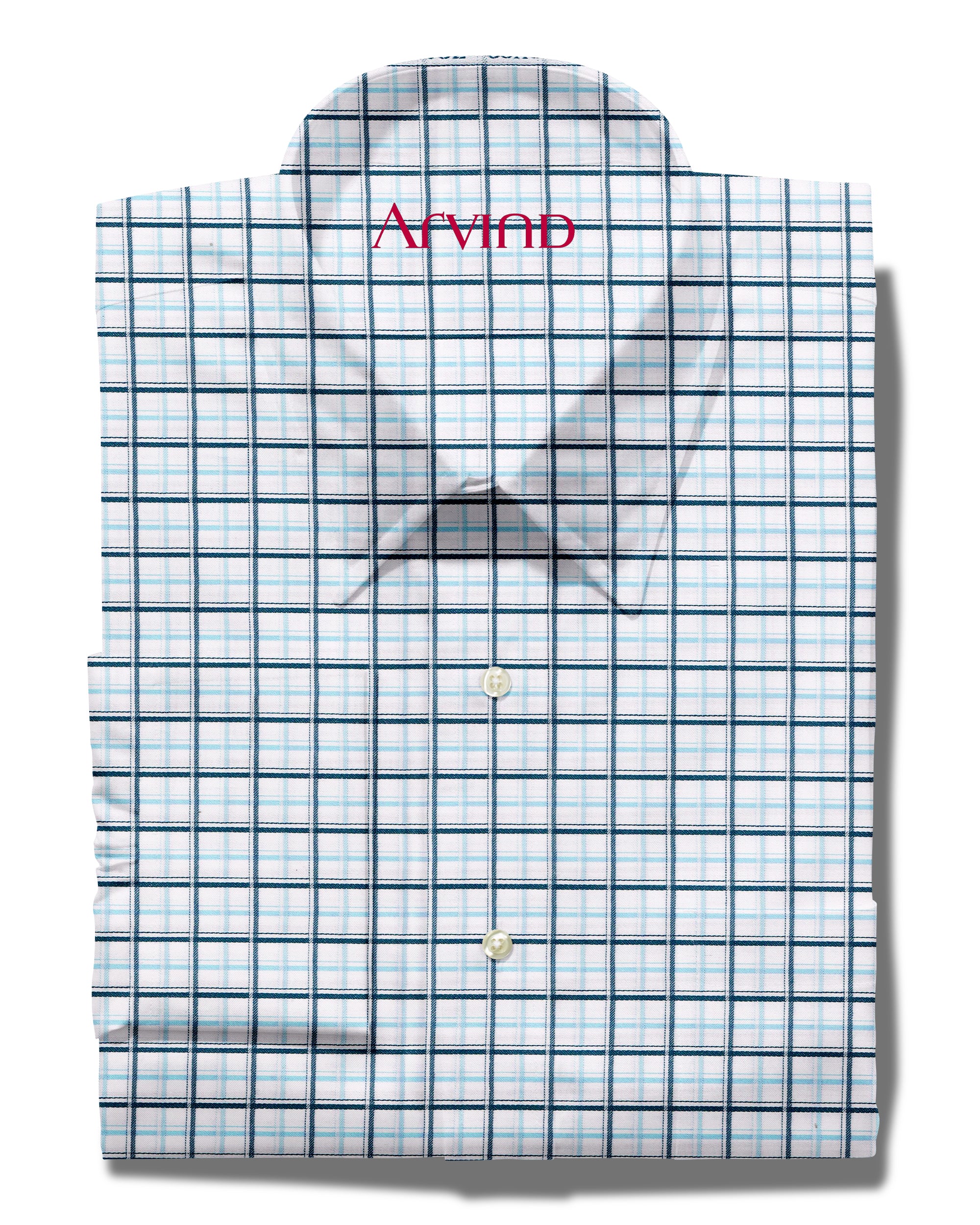 Experience The Luxury of Arvind Unstitched Checks Giza Cotton Shirting Fabric ( Light Blue )