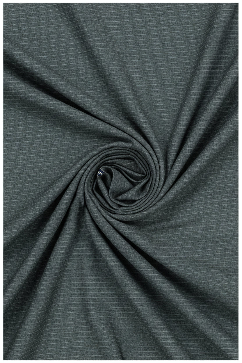 Grey Raymond polywool trouser and suiting fabric, luxurious unstitched material with fine texture for tailoring and custom suits.