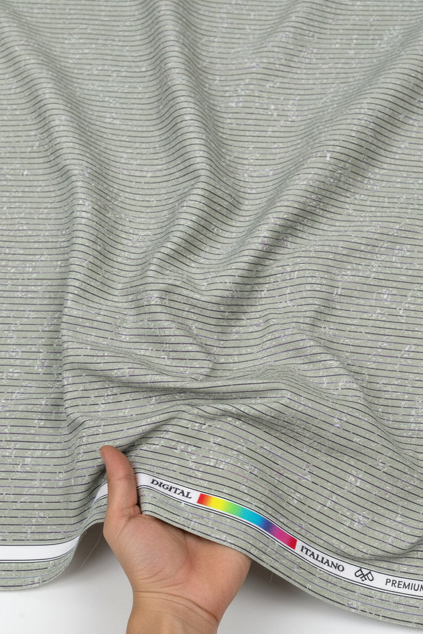 Textured gray fabric swatch with a color bar at the top