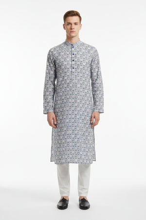 Lavender digital print cotton shirting fabric by PEE GEE, showing detailed floral design and soft fabric texture.