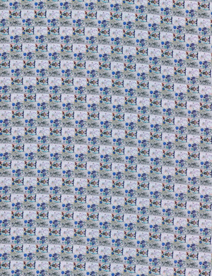 Lavender Pee Gee digital print cotton shirting fabric featuring floral design, ideal for shirts and lightweight apparel.