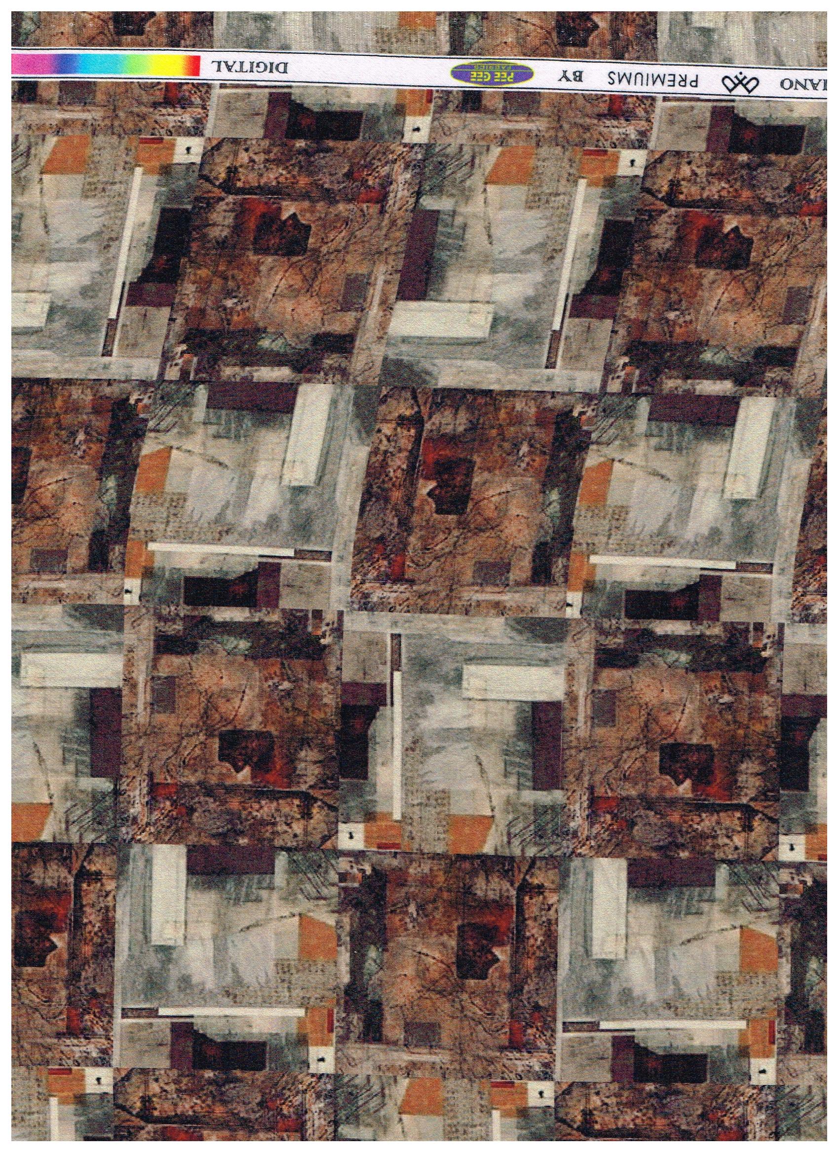 Experience The Luxury of Unstitched Digital Print Cotton Shirting Fabric By Pee Gee ( Brown )