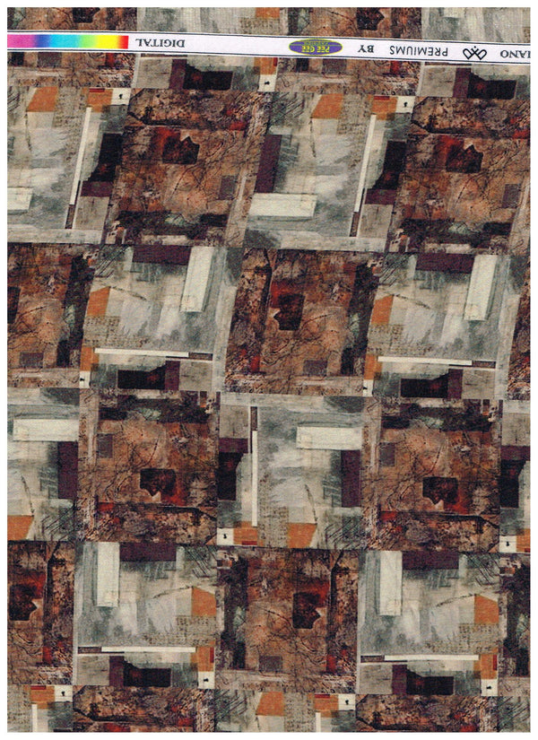 Experience The Luxury of Unstitched Digital Print Cotton Shirting Fabric By Pee Gee ( Brown )