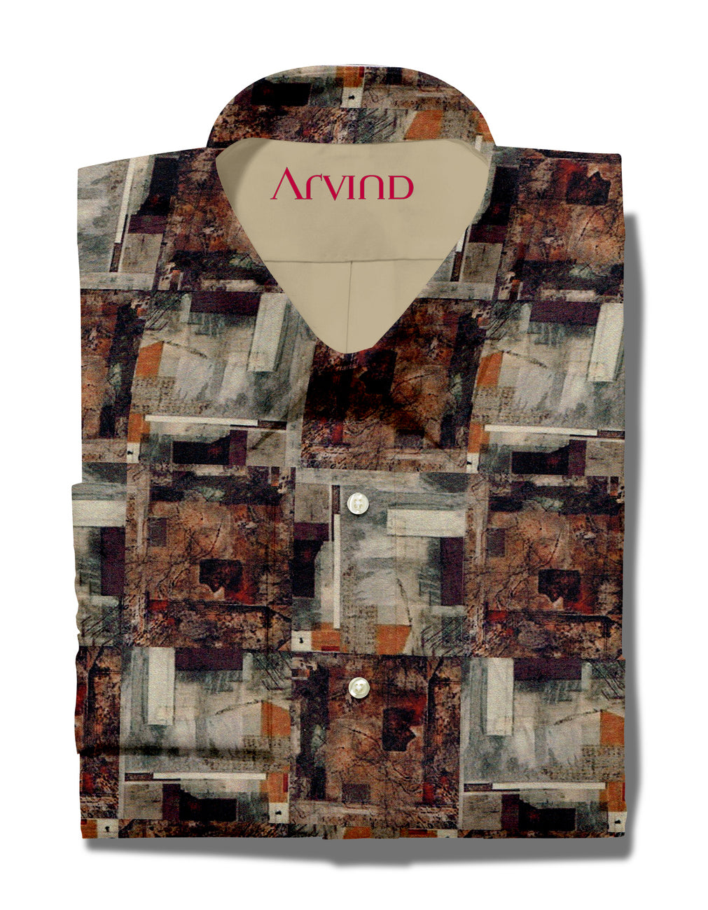 Experience The Luxury of Unstitched Digital Print Cotton Shirting Fabric By Pee Gee ( Brown )