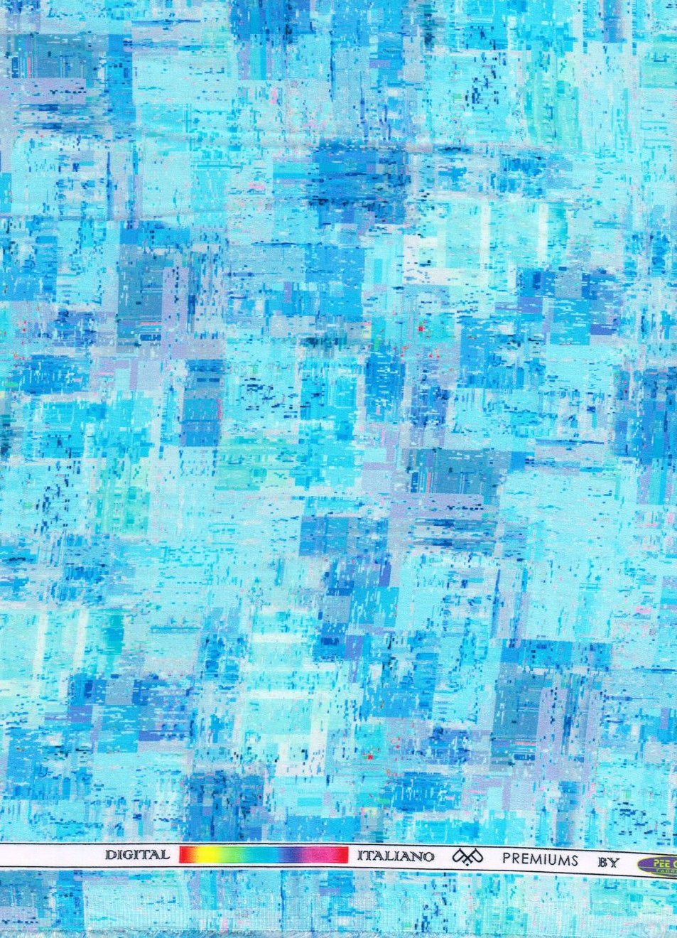 Blue digital print cotton shirting fabric by PEE GEE, showcasing intricate pattern and smooth texture for stylish dress shirts.