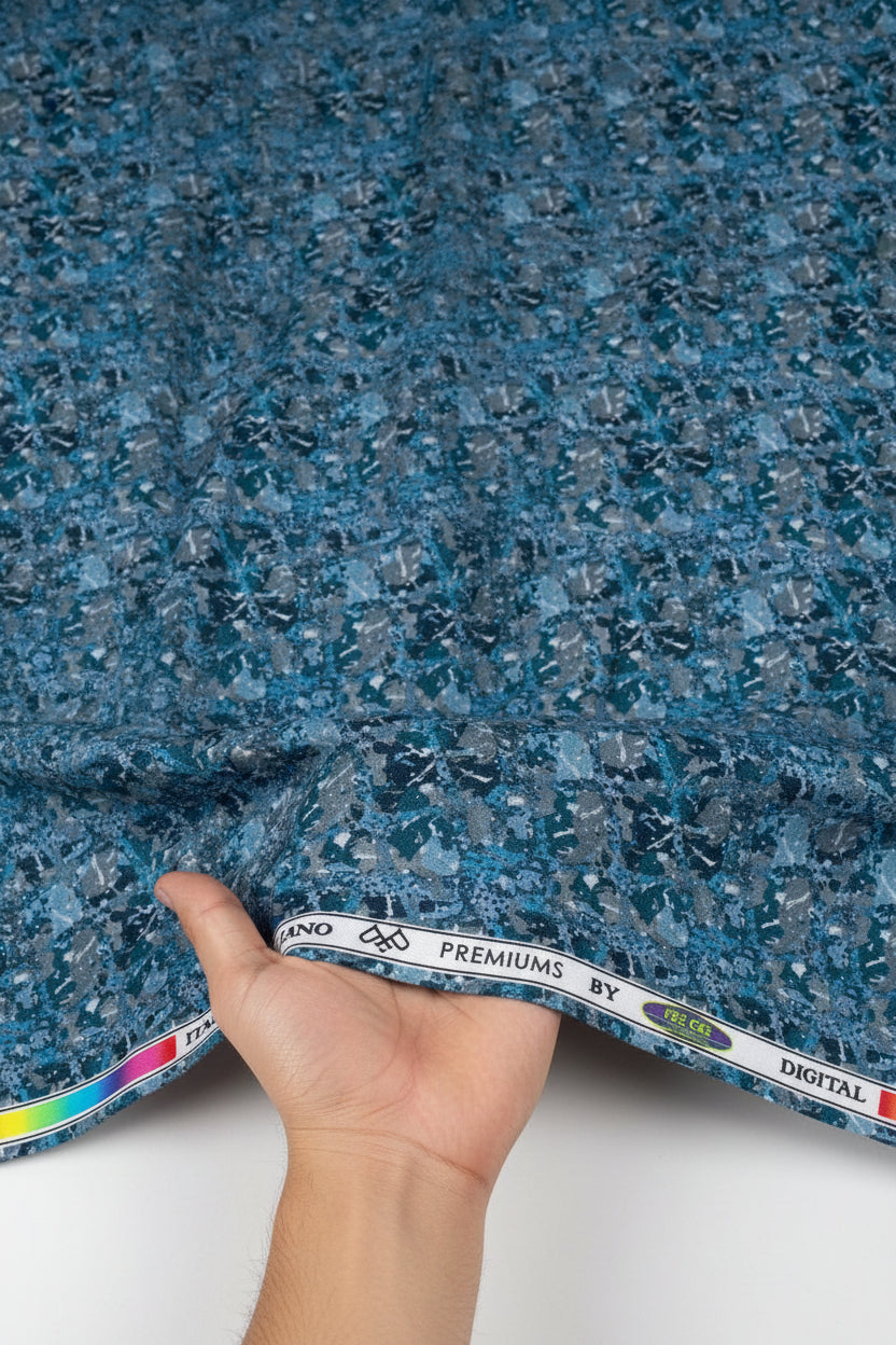 Blue speckled pattern with a color swatch at the top