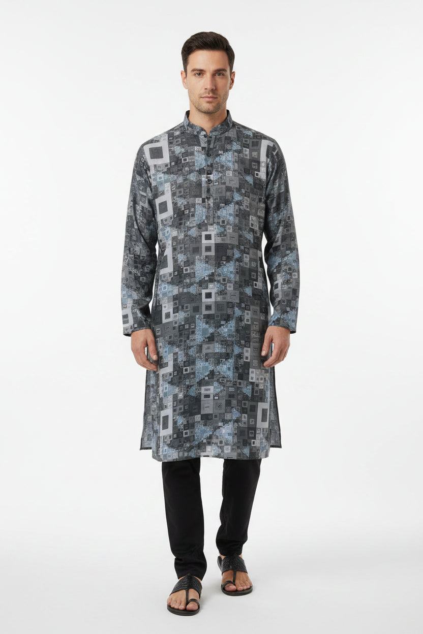Grey unstitched digital print cotton shirting fabric by PEE GEE, showcasing detailed floral design and smooth texture.