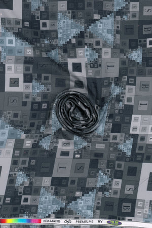 Grey digital print cotton shirting fabric by PEE GEE, showcasing intricate unstitched textile with detailed pattern.