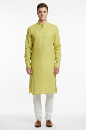Arvind Linen REadymade Neon Yellow Kurta Fabric 