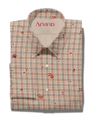 PEE GEE COTTON PRINTED SHIRT - BROWN
