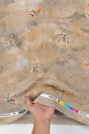 Floral pattern on fabric with a measuring tape at the top